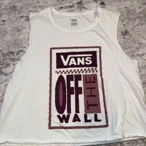 Vans White Graphic Crop Tank Top